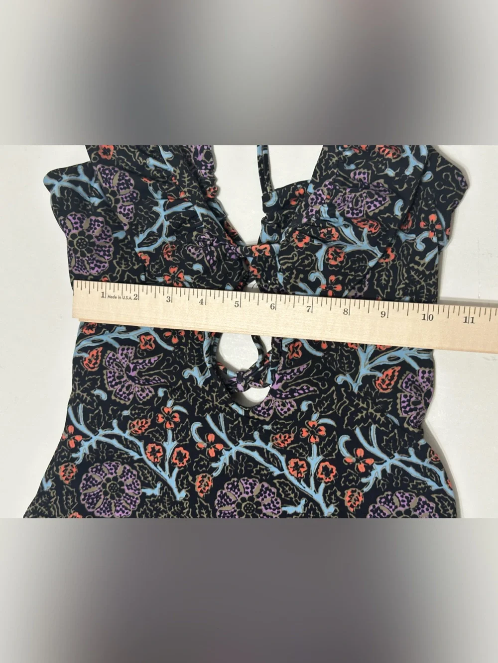 SEA NEW YORK MARLEE ONE PIECE Floral Ruffle Swimsuit Black w/ Pastel Prints XXS